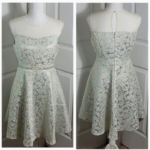 Ryu Mint Sleeveless Brocade A-Line Dress